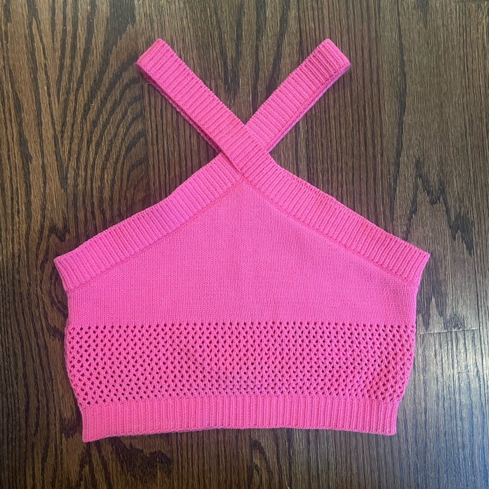 Zara Neon pink knit crop top. Size small.